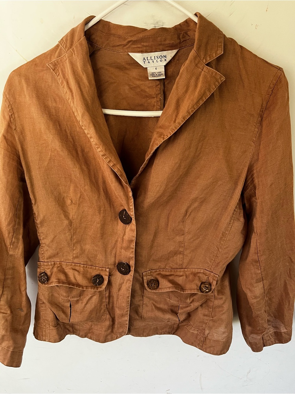 Linen Women's Tan brown summer Blazer Jacket